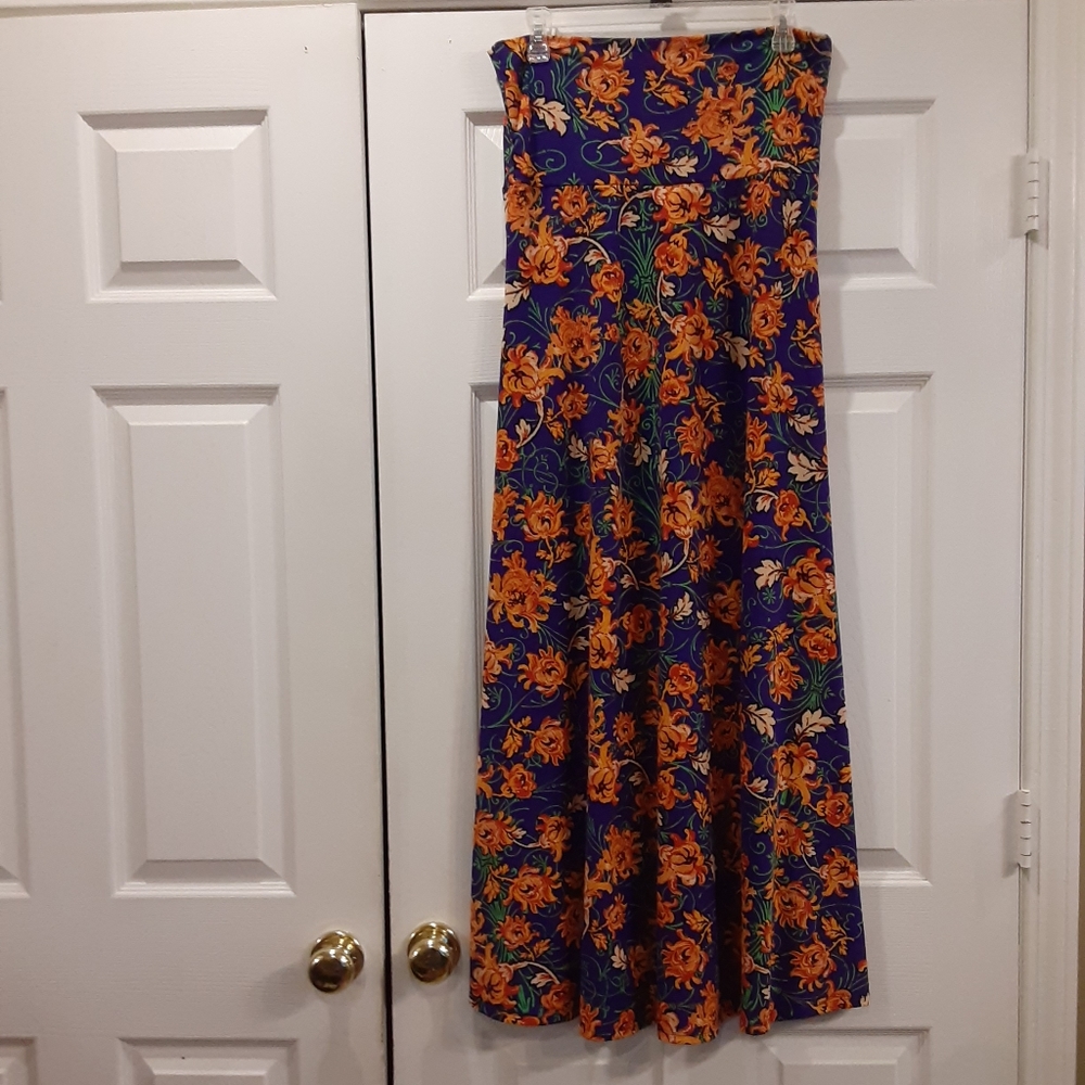 LuLaRoe Blue Floral Skirt Size M